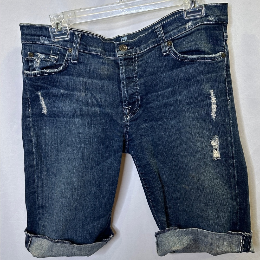 7 For All Mankind distressed denim Jean shorts with stretch. Size 30. VGUC.